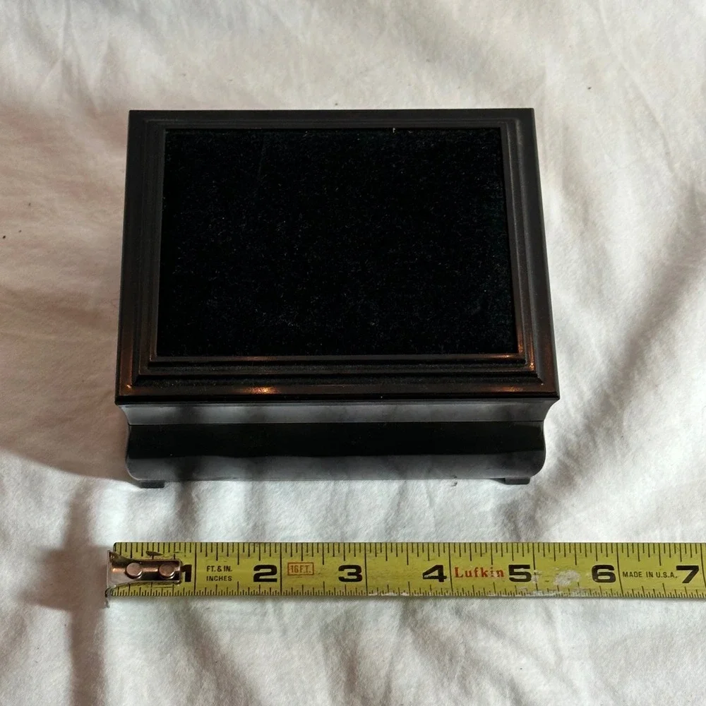 Jewelry Box Black Excellent Mirror Ring Roll Velvet Top Vanity Minimalist Travel